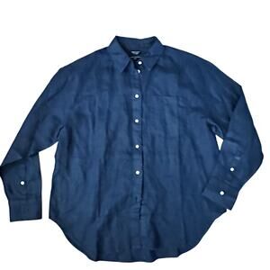 J. Crew Baird McNutt Garment-dyed Irish Linen Shirt Sunfaded Indigo Small
